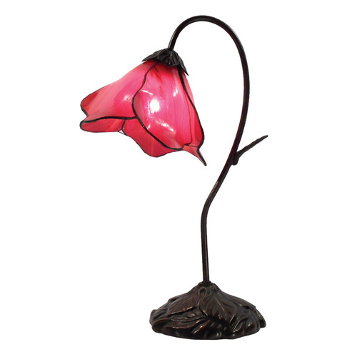 Red Single Lotus Tiffany Table Lamp