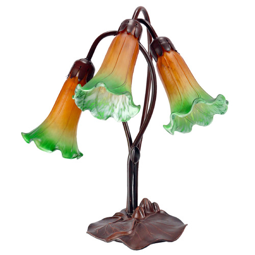 Triple Lily Lamp Amber Green